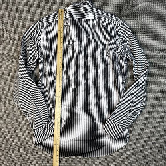 Michael Kors Shirt Mens Med Black Strips Slim Fit Long Sleeve Button Up - Picture 4 of 5